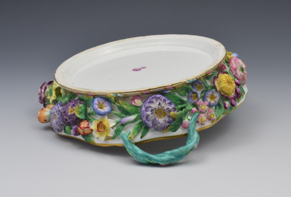 Fine Victorian Minton Regency Style Flower Encrusted Pot Pourri Dish View XVI