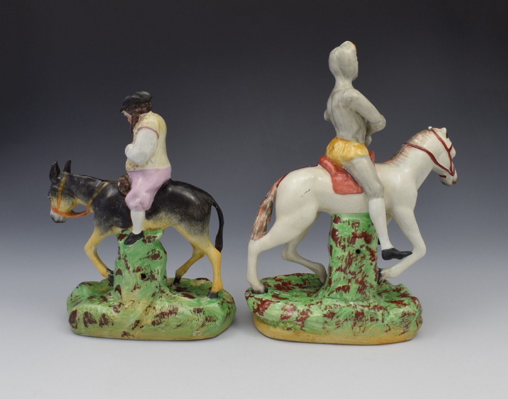 Victorian Pair Staffordshire Figures Don Quixote & Sancho Panza View III