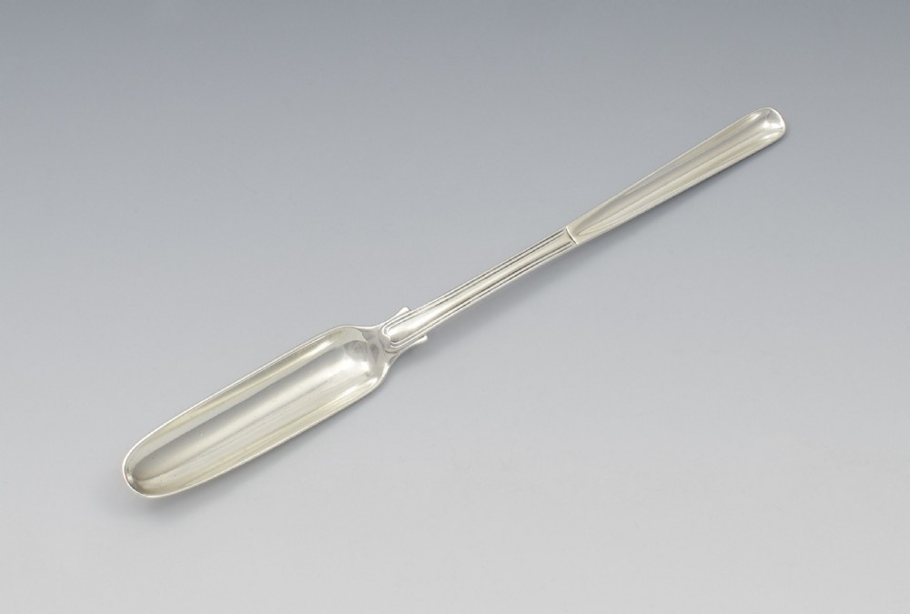 Georgian Fiddle & Thread Silver Marrow Scoop Spoon View II
