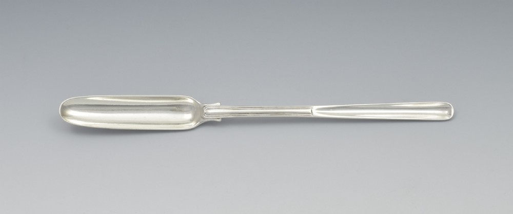 Georgian Fiddle & Thread Silver Marrow Scoop Spoon View III