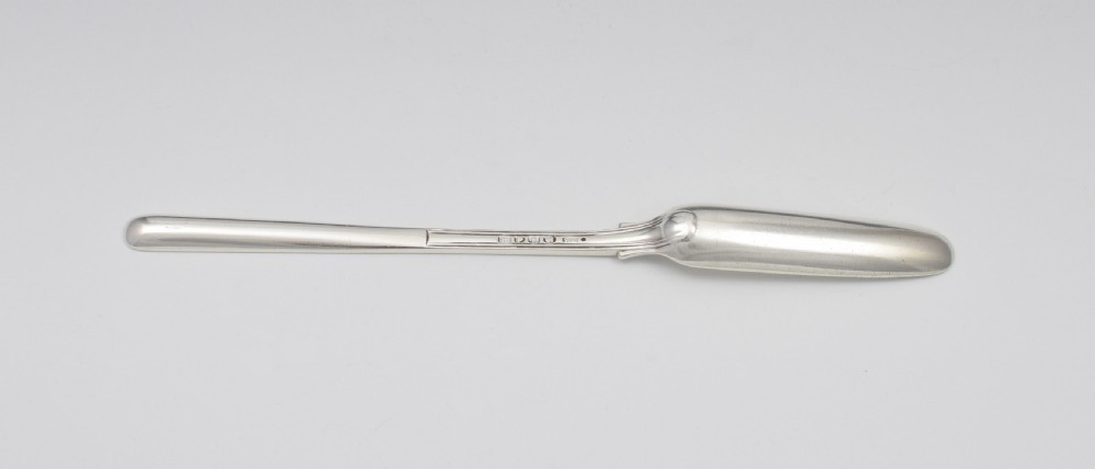 Georgian Fiddle & Thread Silver Marrow Scoop Spoon View IV