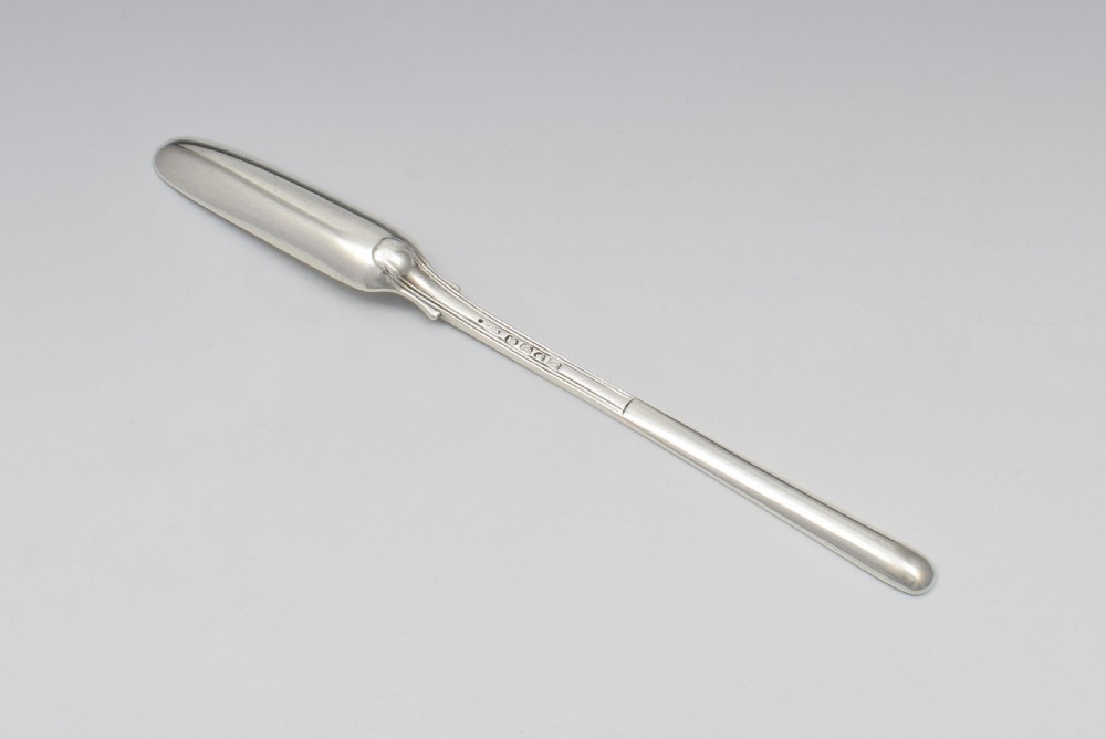 Georgian Fiddle & Thread Silver Marrow Scoop Spoon View V