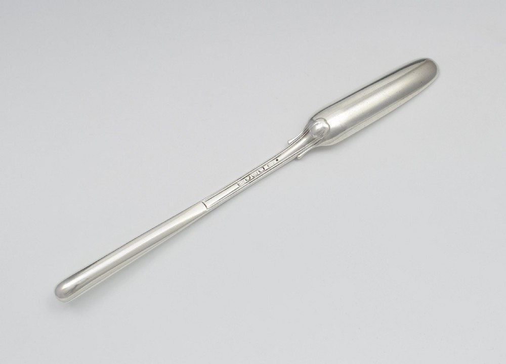 Georgian Fiddle & Thread Silver Marrow Scoop Spoon View VI