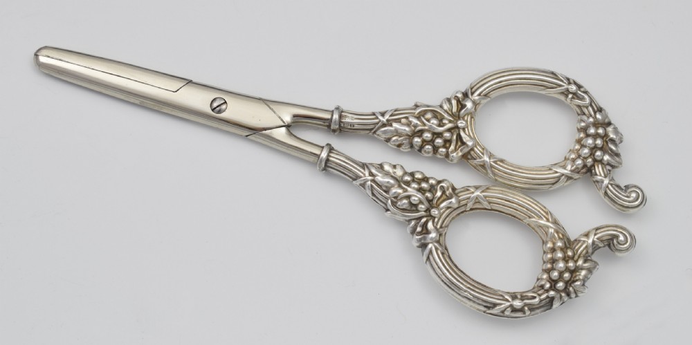 Edwardian Cased Silver Grape Scissors Levi & Salaman View IV