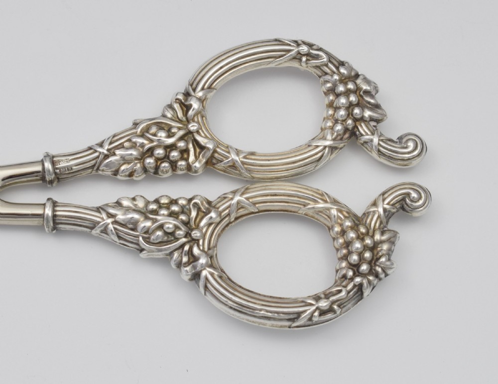 Edwardian Cased Silver Grape Scissors Levi & Salaman View V