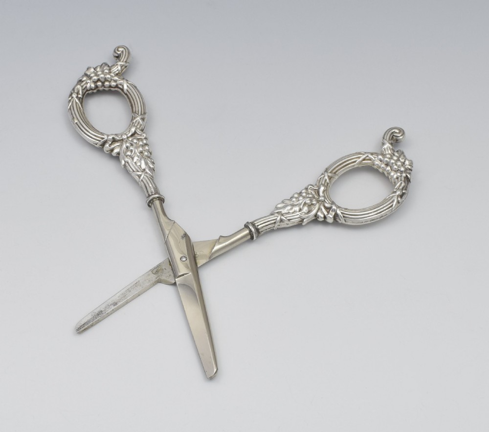 Edwardian Cased Silver Grape Scissors Levi & Salaman View IX