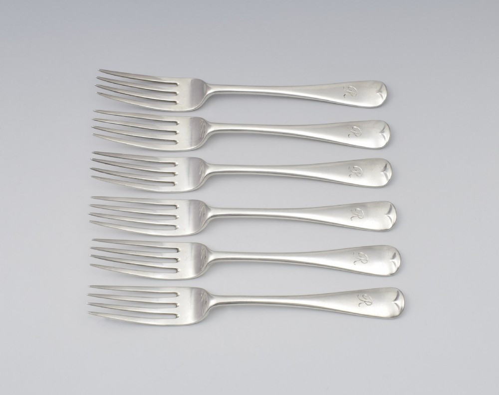 Set Of 6 George V Silver Dessert Forks London 1918 View II