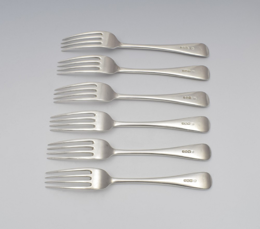 Set Of 6 George V Silver Dessert Forks London 1918 View VI