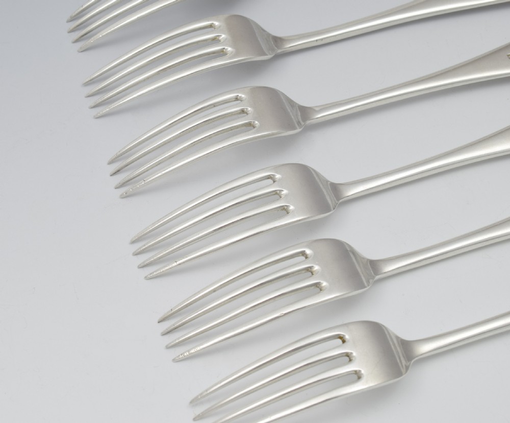 Set Of 6 George V Silver Dessert Forks London 1918 View VIII