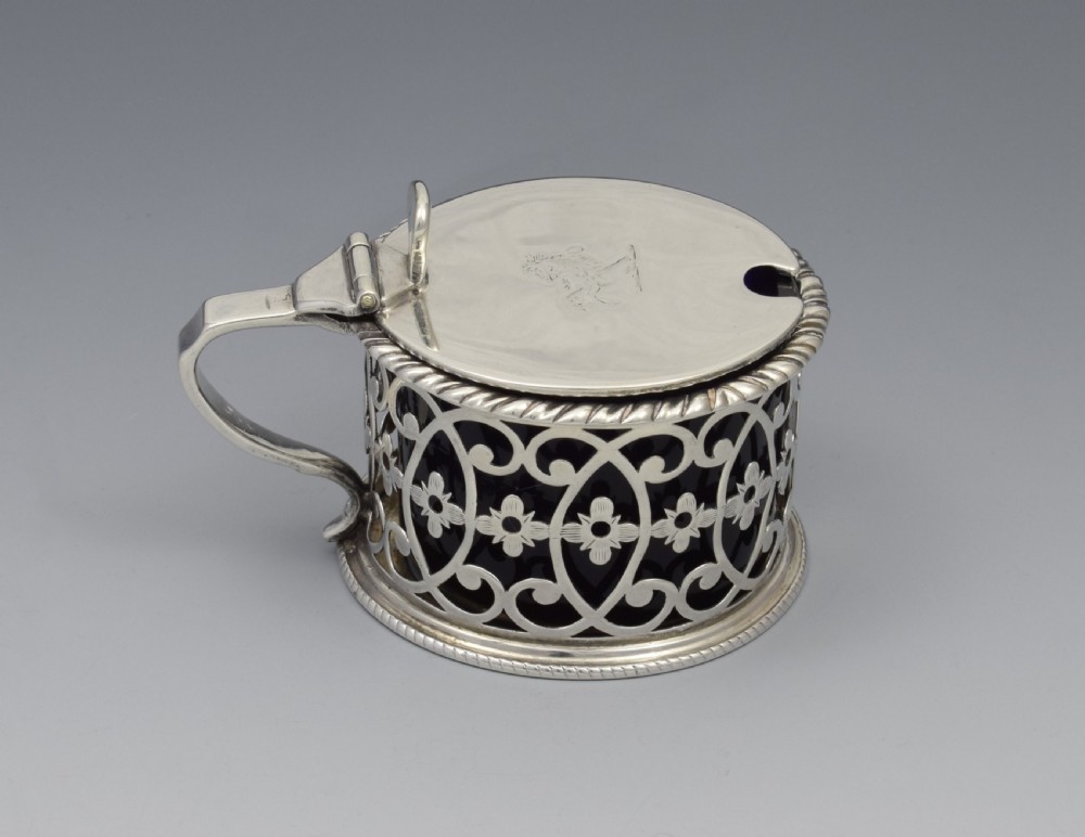 Georgian Pierced Silver Drum Mustard Pot 1773 View IV