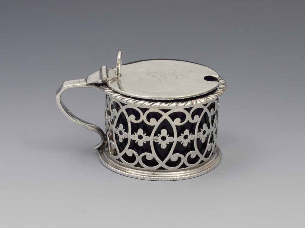 Georgian Pierced Silver Drum Mustard Pot 1773 View V