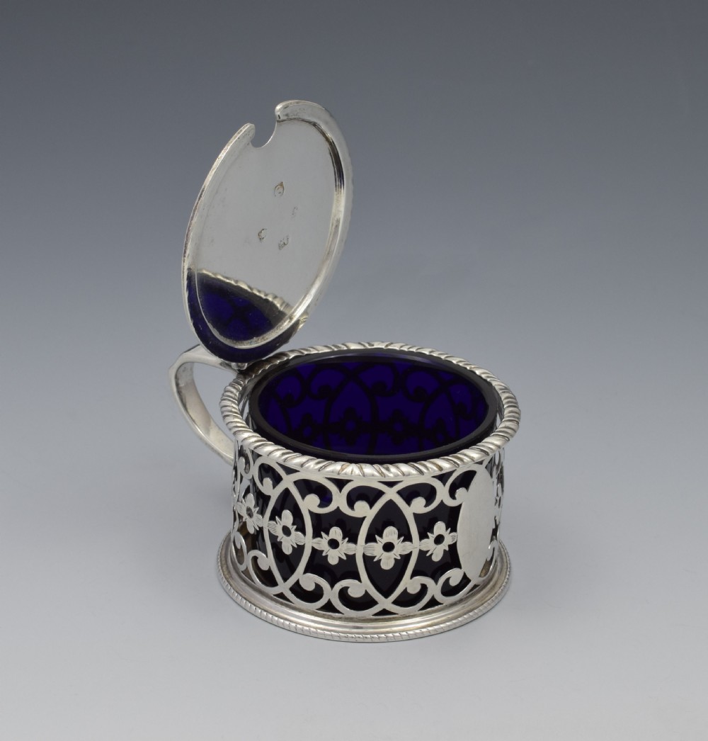 Georgian Pierced Silver Drum Mustard Pot 1773 View X