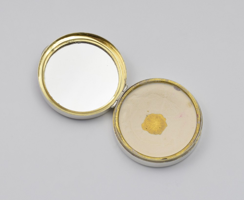 English Silver & Lilac Guilloche Enamel DQ Powder Box  View X
