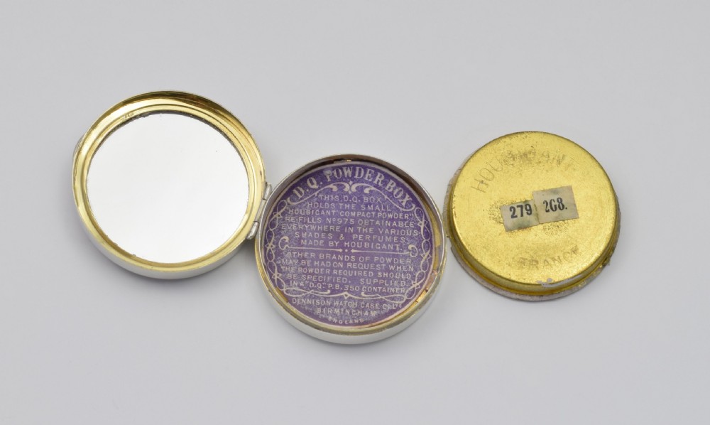 English Silver & Lilac Guilloche Enamel DQ Powder Box  View XI
