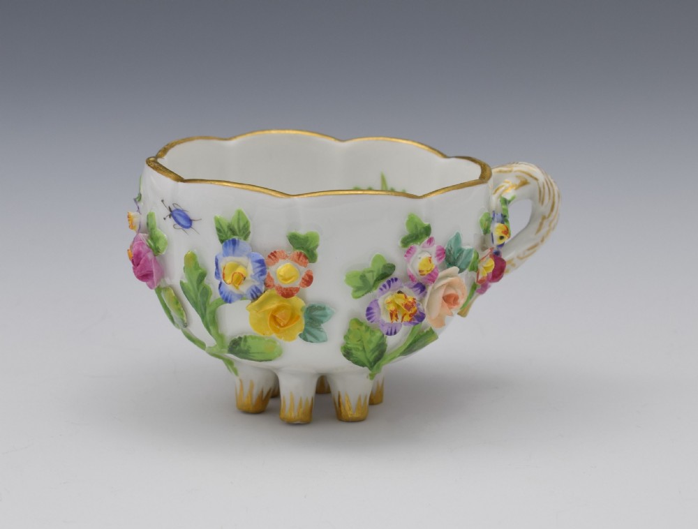 Meissen Flower Encrusted Cabinet Cup & Saucer View II