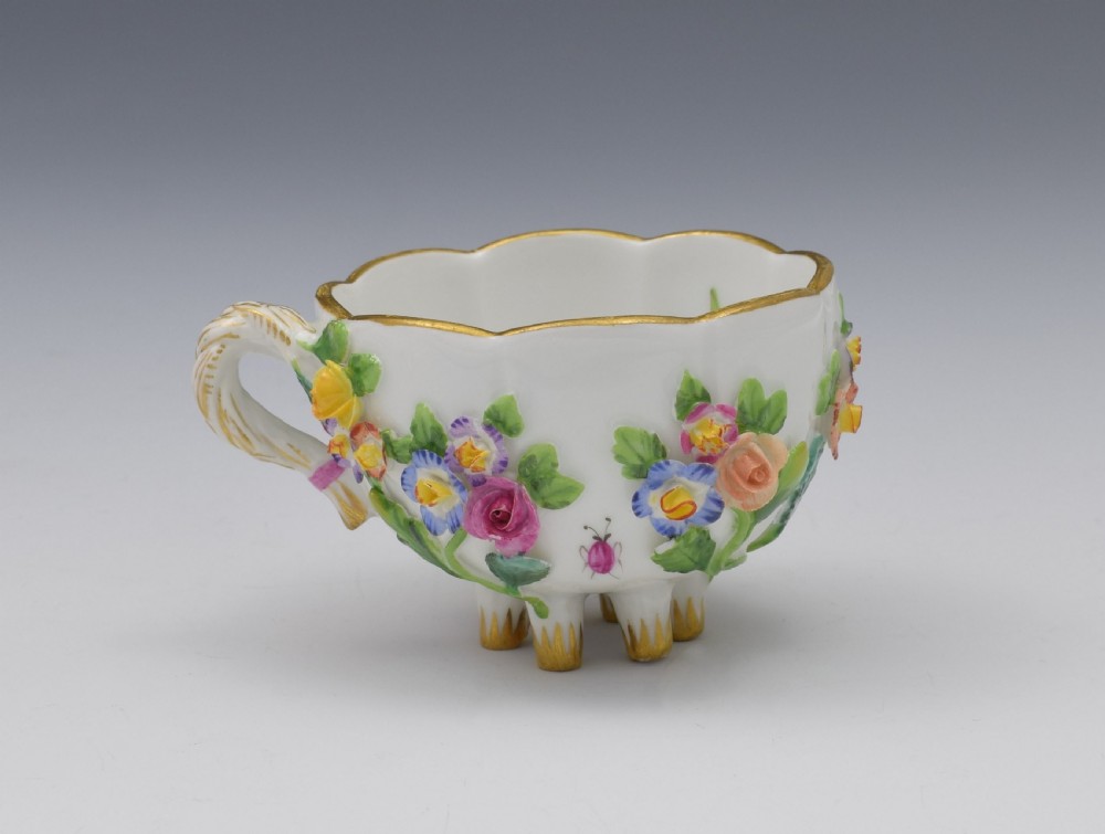 Meissen Flower Encrusted Cabinet Cup & Saucer View VII