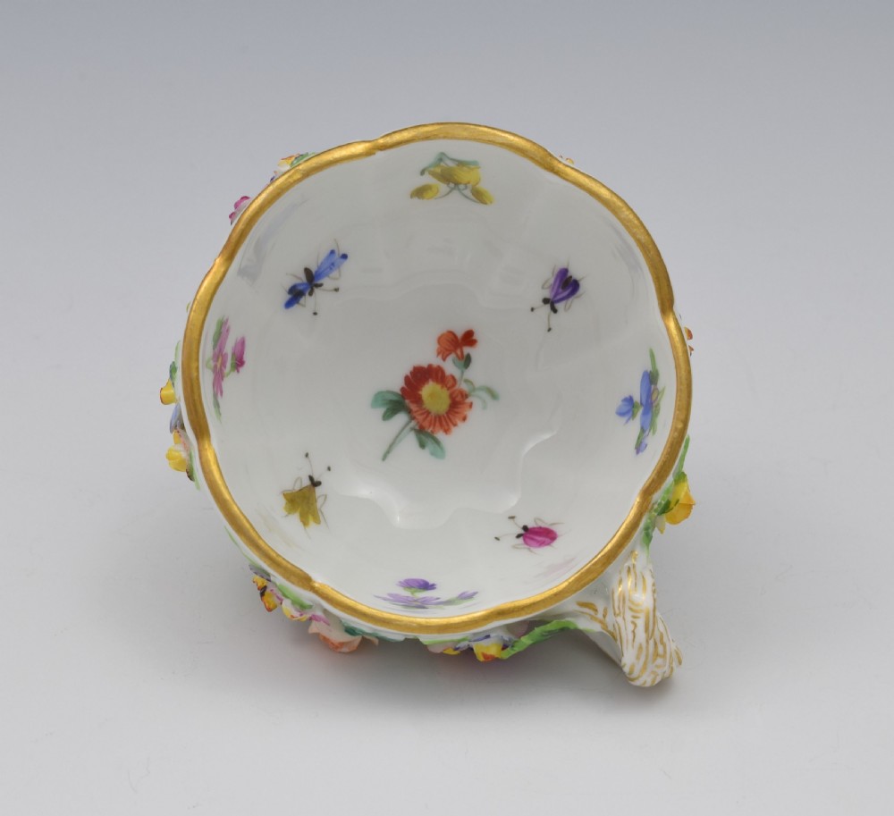Meissen Flower Encrusted Cabinet Cup & Saucer View X