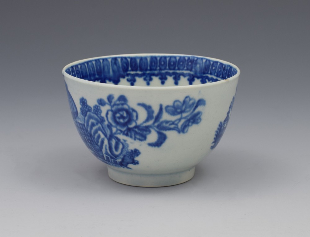 First Period Worcester Tea Bowl & Saucer Fisherman & Cormorant c.1775 View III