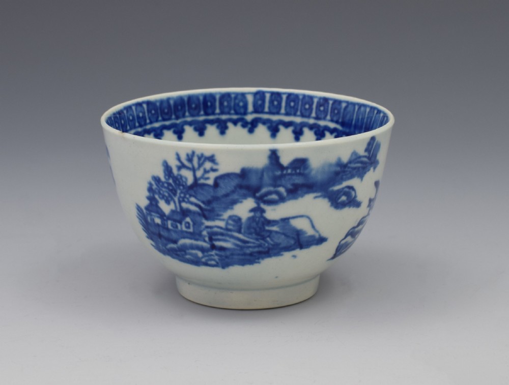 First Period Worcester Tea Bowl & Saucer Fisherman & Cormorant c.1775 View IV