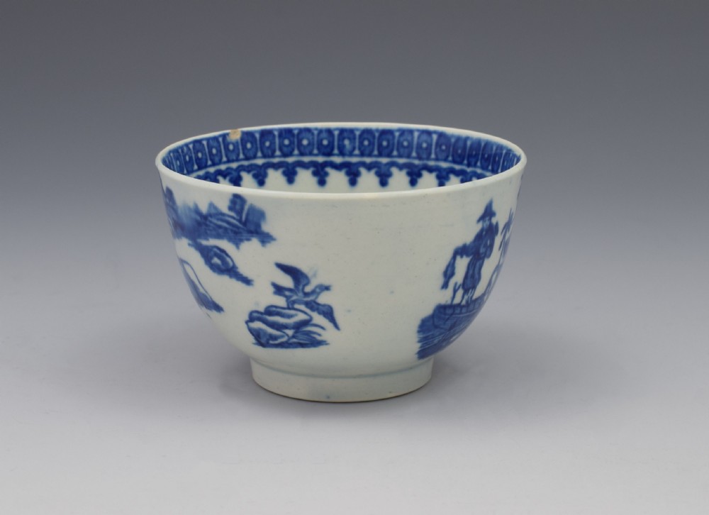 First Period Worcester Tea Bowl & Saucer Fisherman & Cormorant c.1775 View V
