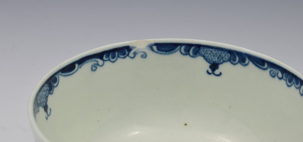 First Period Worcester Mansfield Pattern Slop Bowl c.1775 View IX