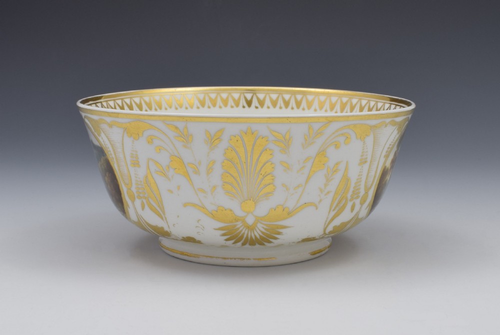 Large Georgian Derby Porcelain Named Landscape Views Slop Bowl View II