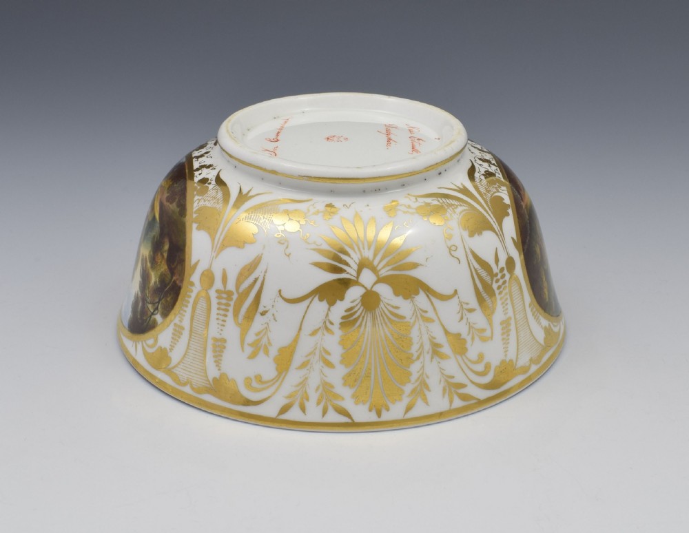 Large Georgian Derby Porcelain Named Landscape Views Slop Bowl View IX