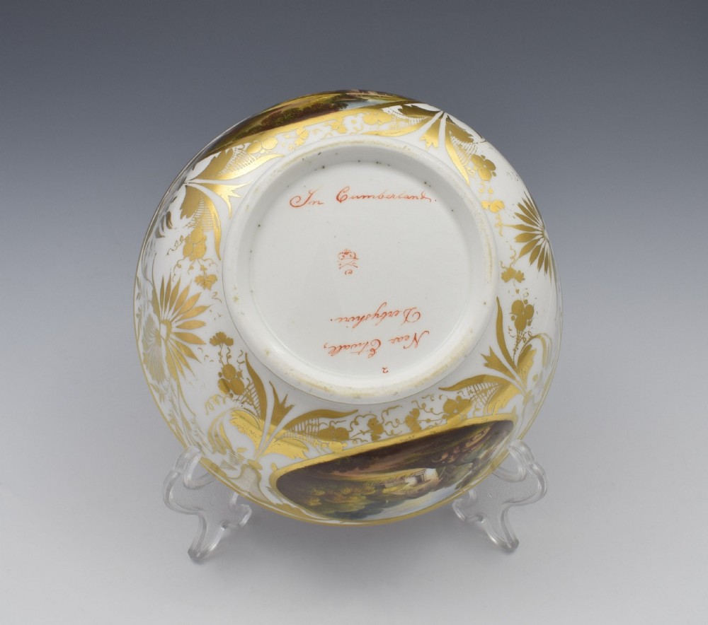 Large Georgian Derby Porcelain Named Landscape Views Slop Bowl View X