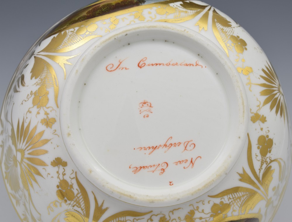 Large Georgian Derby Porcelain Named Landscape Views Slop Bowl View XI