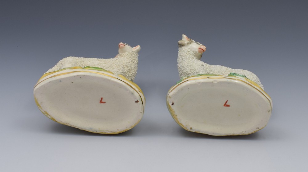 Pair Late Victorian Kent Staffordshire Pottery Ram & Ewe Spill Vases View VIII