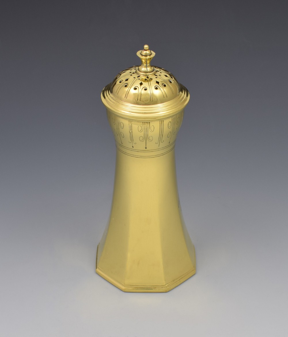 Unusual Large Silver Gilt Sugar Caster Mappin & Webb