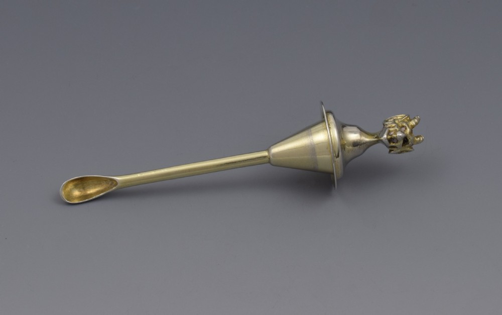 Edwardian Silver Gilt Devil Head Cayenne Pepper Spoon Hukin & Heath
