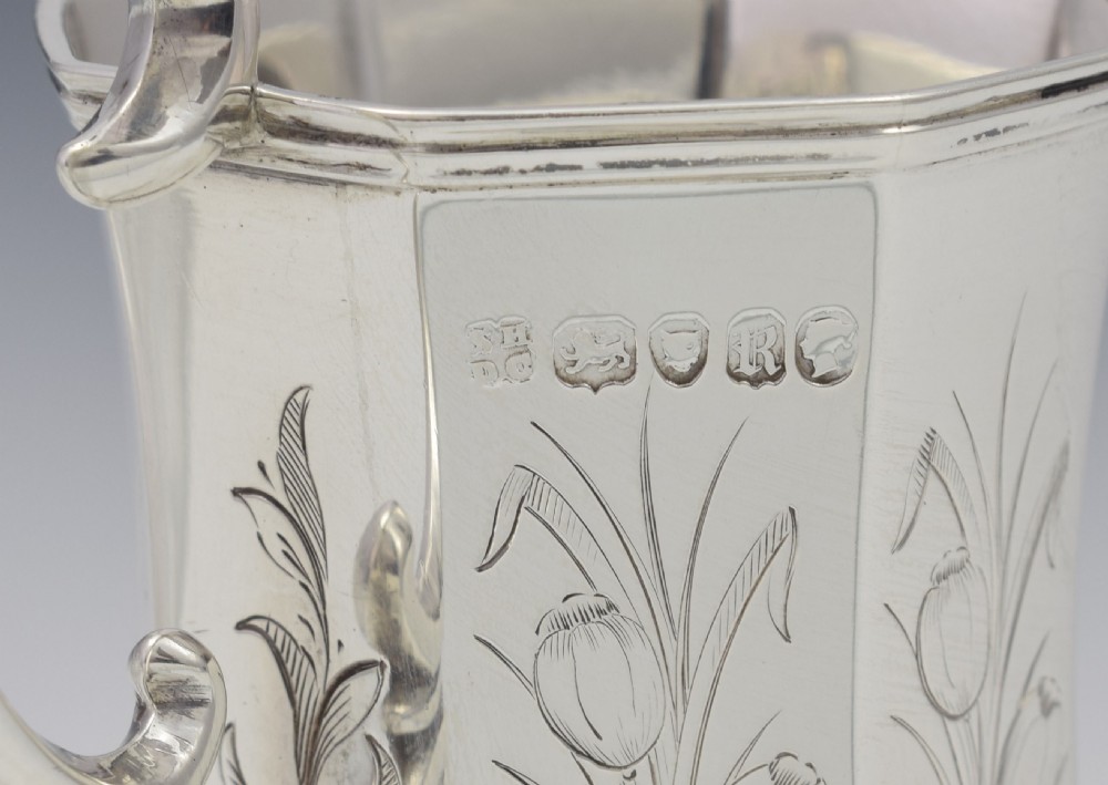 Unusual Early Victorian Octagonal Silver Christening Mug View XII