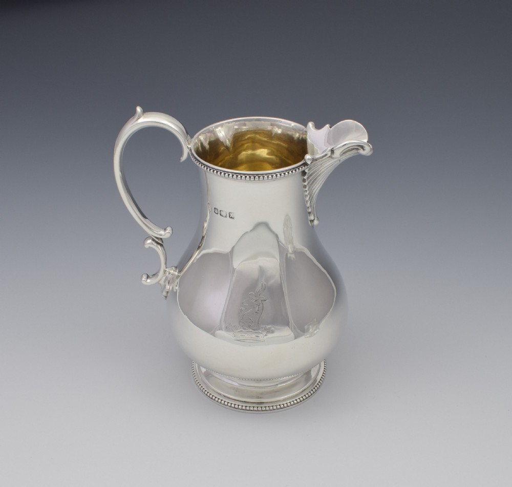 Large Victorian Silver Baluster Cream Jug Martin, Hall & Co. View V