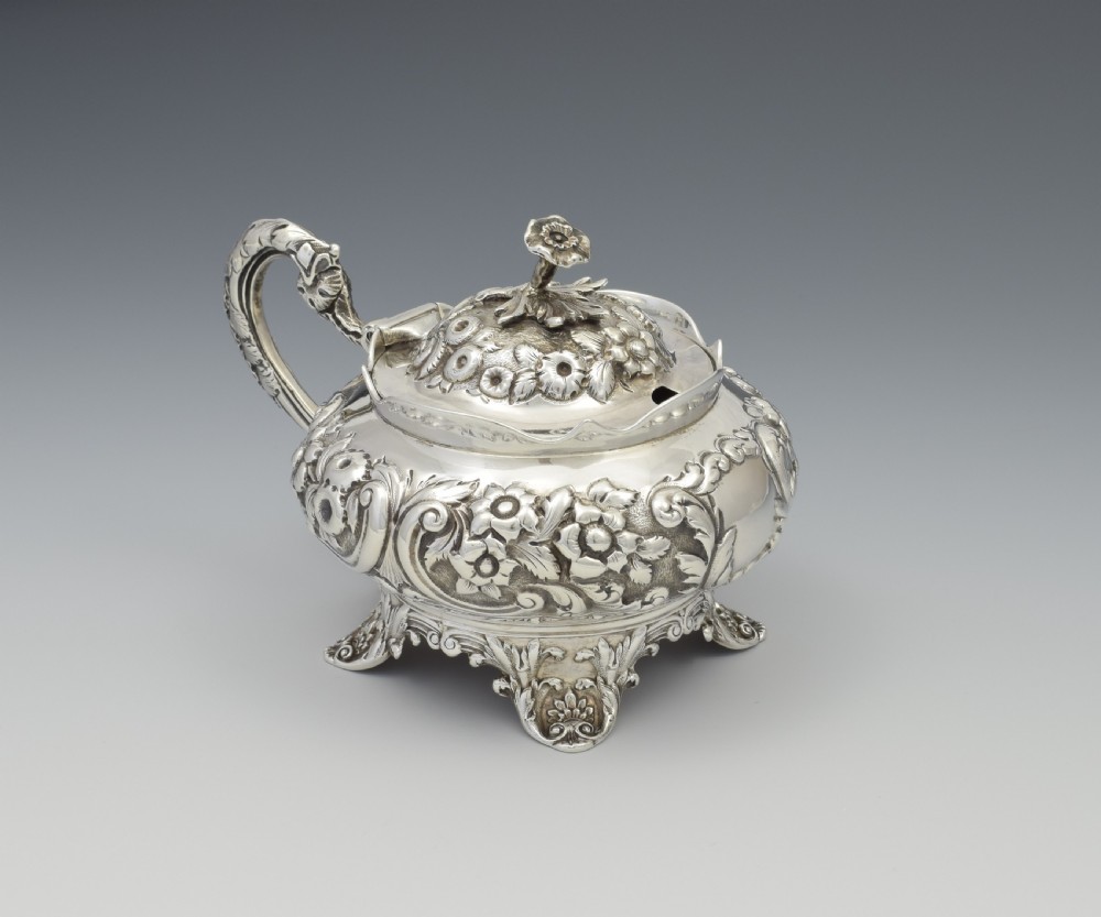 Fine Large William IV Ornate Silver Mustard Pot John, Henry & Charles Lias View IX