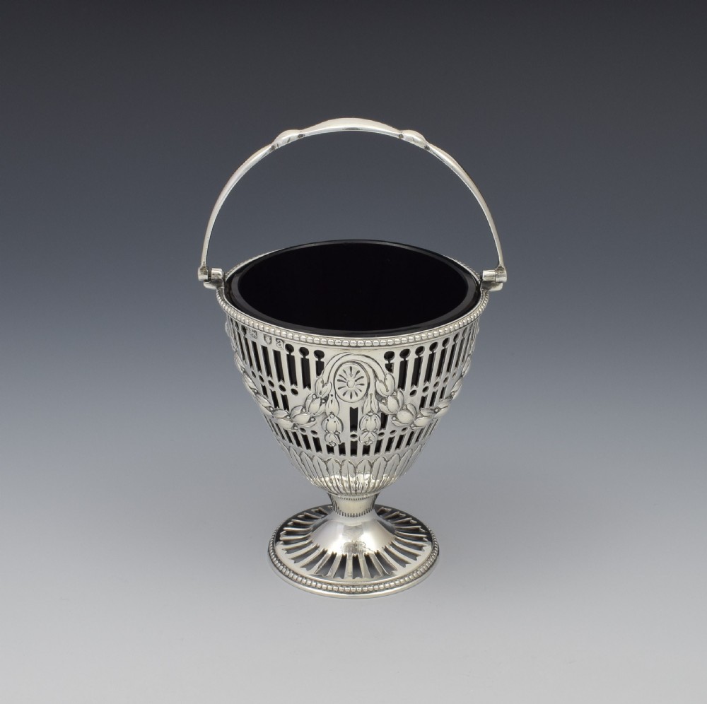 George III Pierced Silver & Glass Sugar Basket Georgian