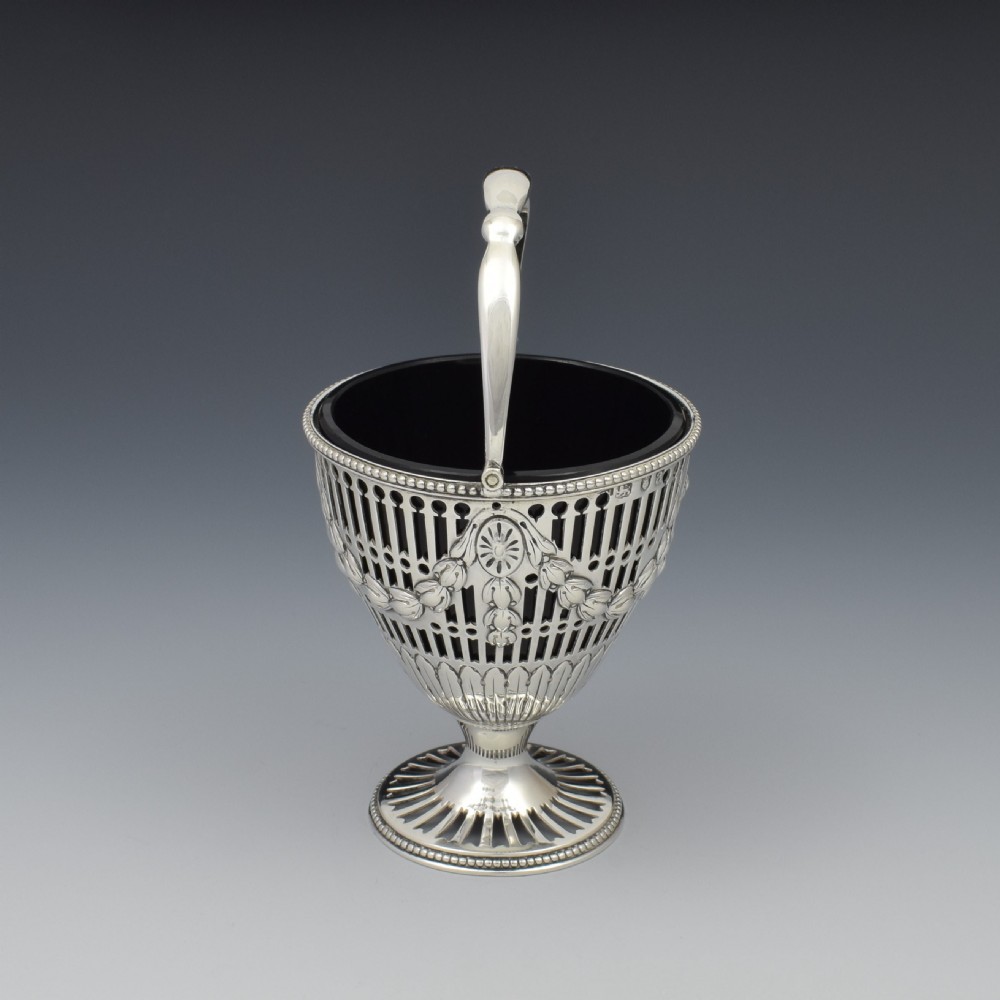 George III Pierced Silver & Glass Sugar Basket Georgian View II