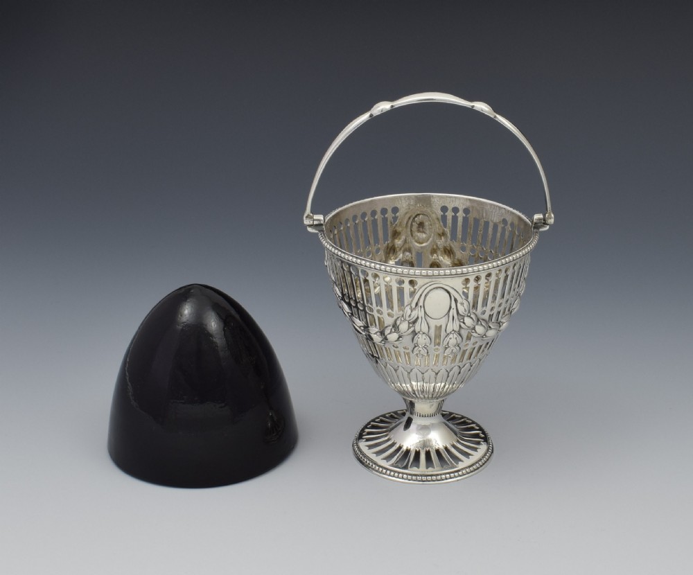 George III Pierced Silver & Glass Sugar Basket Georgian View XII