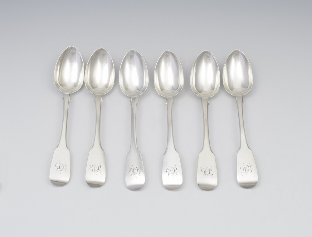 Set Of 6 William IV Irish Silver Rat Tail Teaspoons Dublin  View III