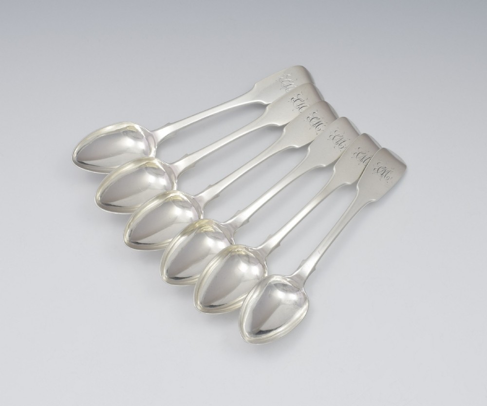 Set Of 6 William IV Irish Silver Rat Tail Teaspoons Dublin  View IV