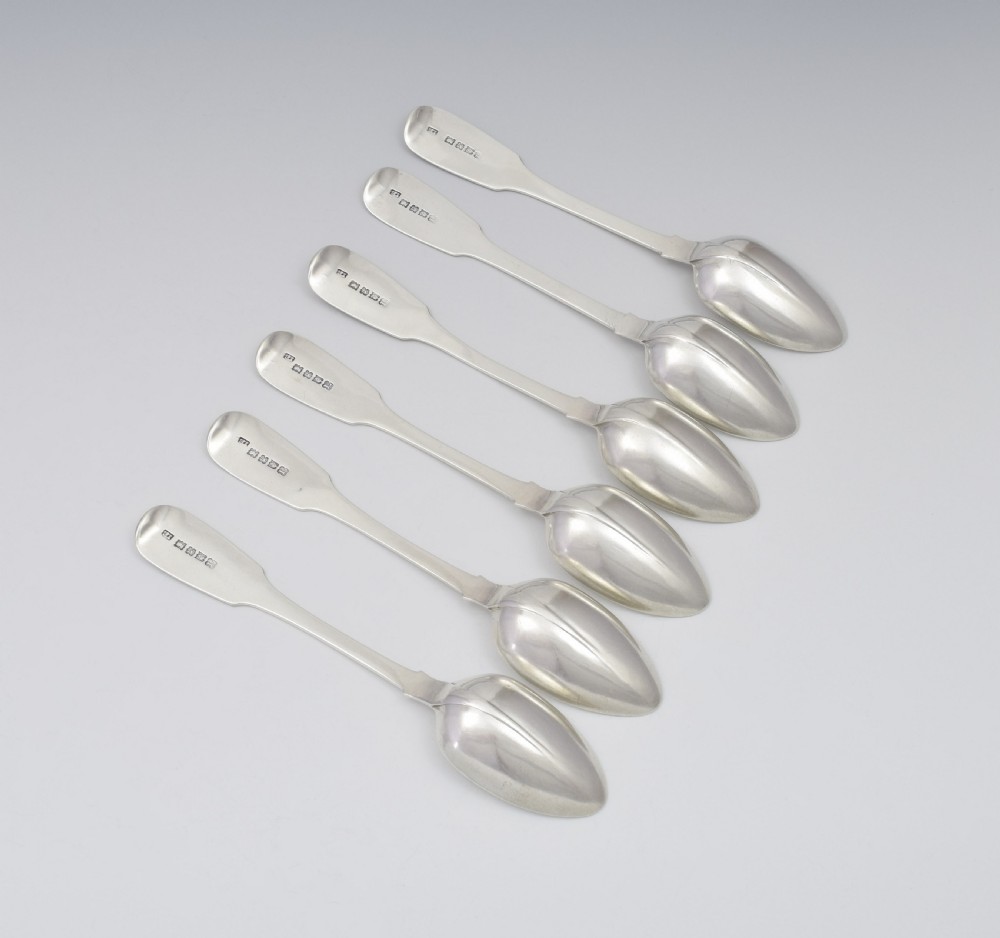 Set Of 6 William IV Irish Silver Rat Tail Teaspoons Dublin  View VII