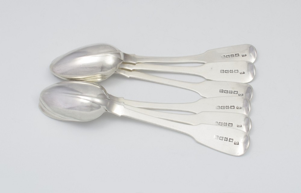 Set Of 6 William IV Irish Silver Rat Tail Teaspoons Dublin  View VIII