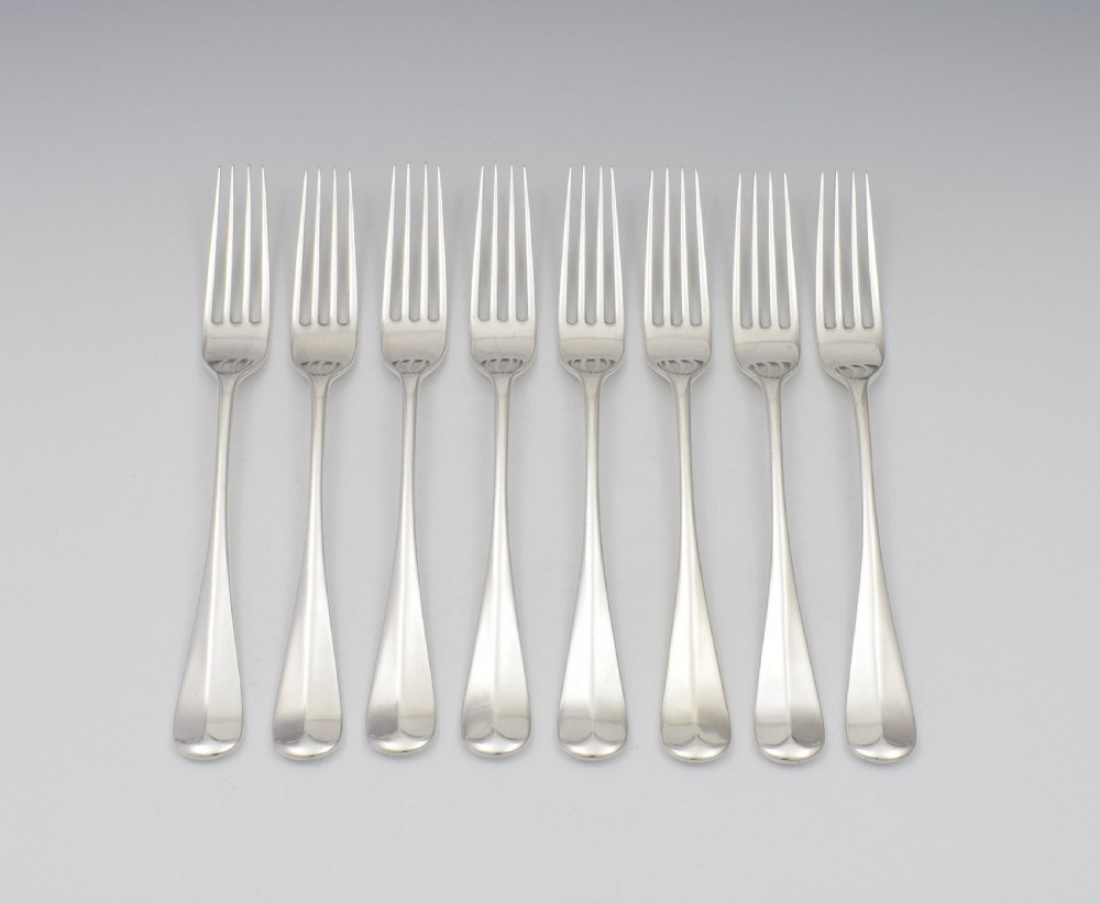 Set Of 8 Victorian Scottish Silver Dinner Table Forks Edinburgh Cowan Family