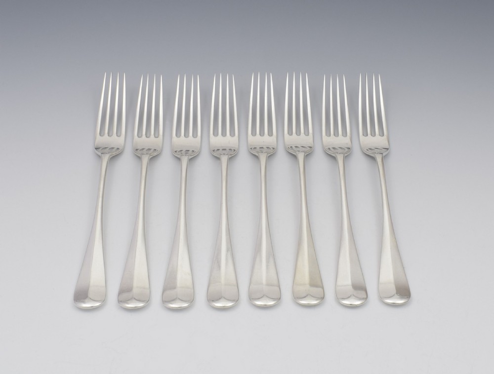Set Of 8 Victorian Scottish Silver Dinner Table Forks Edinburgh Cowan Family View II