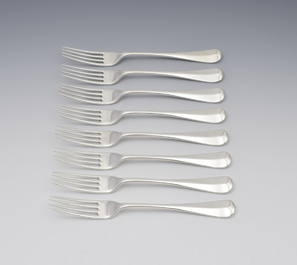 Set Of 8 Victorian Scottish Silver Dinner Table Forks Edinburgh Cowan Family View III