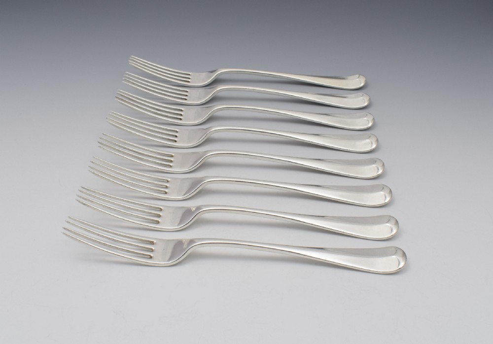 Set Of 8 Victorian Scottish Silver Dinner Table Forks Edinburgh Cowan Family View V