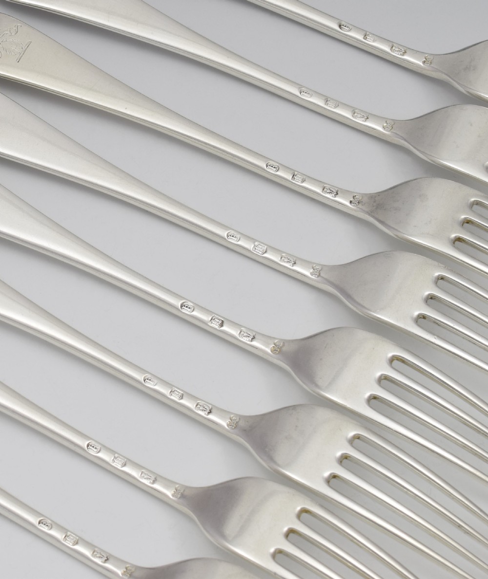 Set Of 8 Victorian Scottish Silver Dinner Table Forks Edinburgh Cowan Family View VII