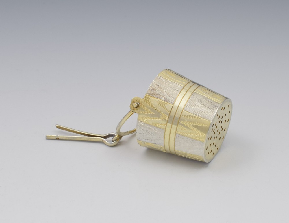 Fine Russian Silver & Parcel Gilt Bucket Tea Strainer c.1900 View II