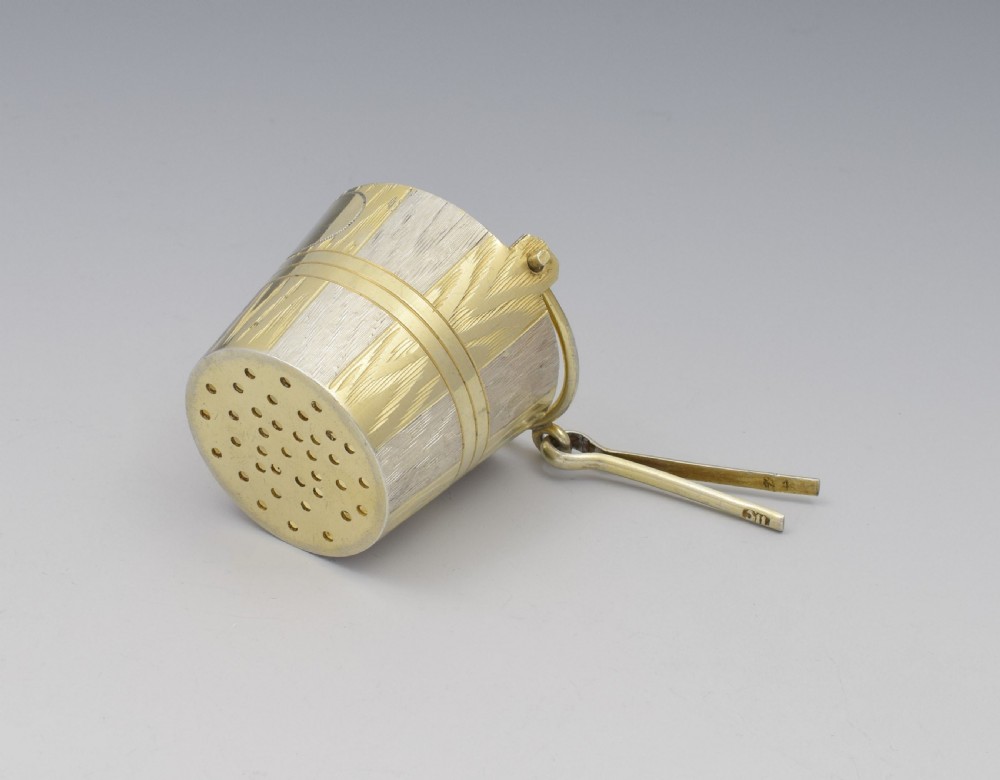 Fine Russian Silver & Parcel Gilt Bucket Tea Strainer c.1900 View VI