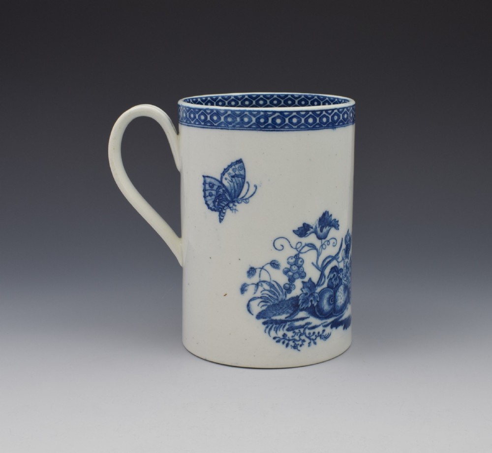 Large Caughley Porcelain Beer Mug Tankard Parrot Pecking Fruit Pattern View III